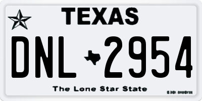 TX license plate DNL2954