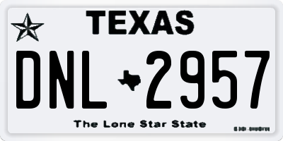 TX license plate DNL2957