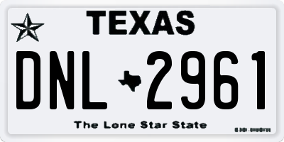 TX license plate DNL2961