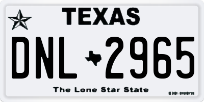 TX license plate DNL2965