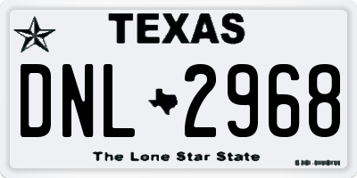 TX license plate DNL2968