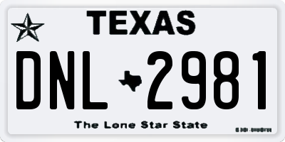 TX license plate DNL2981