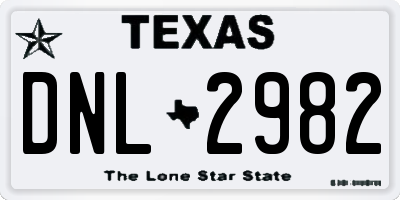 TX license plate DNL2982