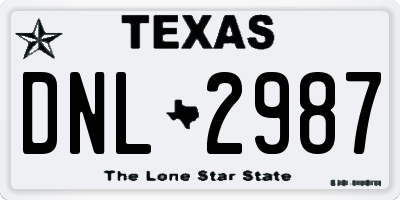 TX license plate DNL2987