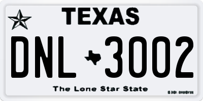 TX license plate DNL3002