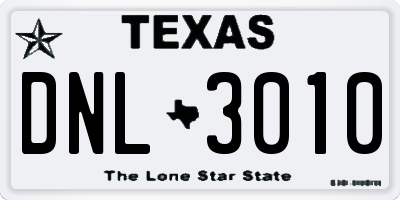 TX license plate DNL3010