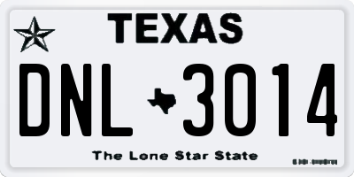TX license plate DNL3014