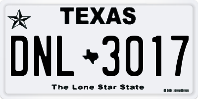 TX license plate DNL3017
