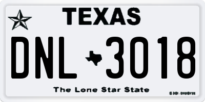 TX license plate DNL3018