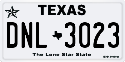 TX license plate DNL3023