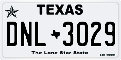 TX license plate DNL3029