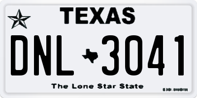 TX license plate DNL3041