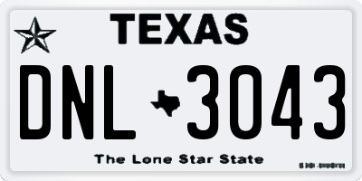 TX license plate DNL3043