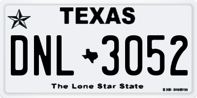TX license plate DNL3052