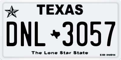 TX license plate DNL3057