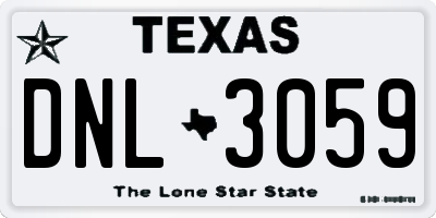 TX license plate DNL3059