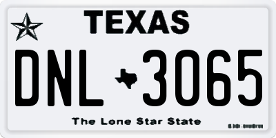 TX license plate DNL3065