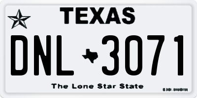 TX license plate DNL3071