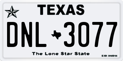 TX license plate DNL3077