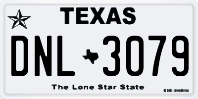 TX license plate DNL3079