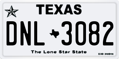 TX license plate DNL3082
