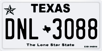TX license plate DNL3088