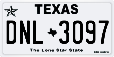TX license plate DNL3097