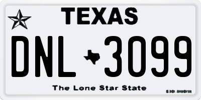 TX license plate DNL3099