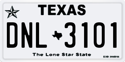 TX license plate DNL3101