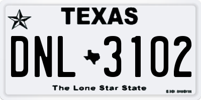 TX license plate DNL3102