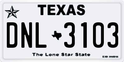 TX license plate DNL3103