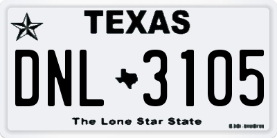 TX license plate DNL3105