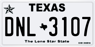 TX license plate DNL3107