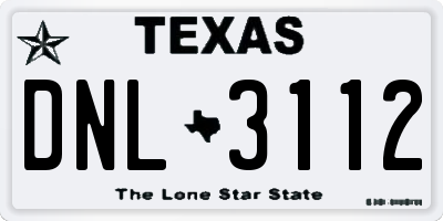 TX license plate DNL3112