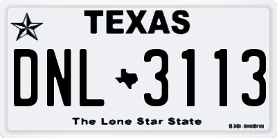 TX license plate DNL3113