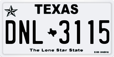TX license plate DNL3115