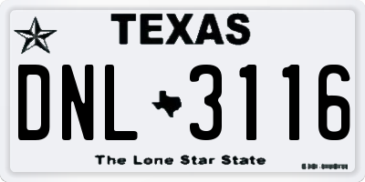 TX license plate DNL3116