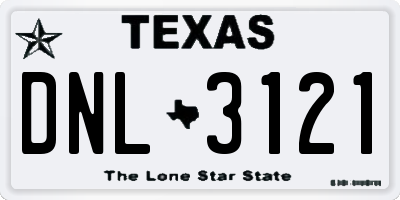 TX license plate DNL3121