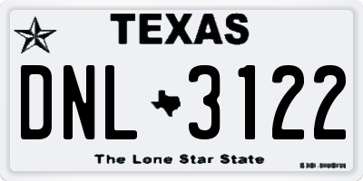 TX license plate DNL3122