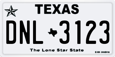 TX license plate DNL3123