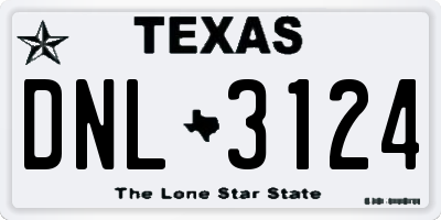 TX license plate DNL3124