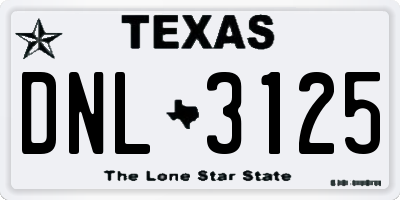 TX license plate DNL3125