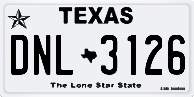 TX license plate DNL3126