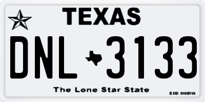 TX license plate DNL3133