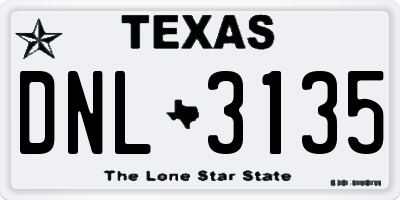 TX license plate DNL3135