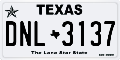 TX license plate DNL3137