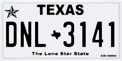 TX license plate DNL3141