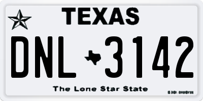 TX license plate DNL3142