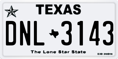 TX license plate DNL3143