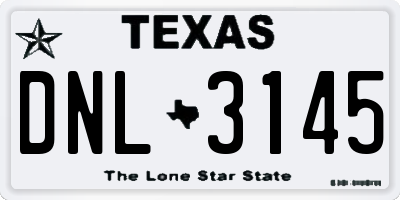 TX license plate DNL3145